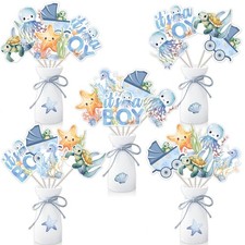 24 PCS Under Sea Baby Shower Boy Decorations Ocean Animal Table Centerpieces