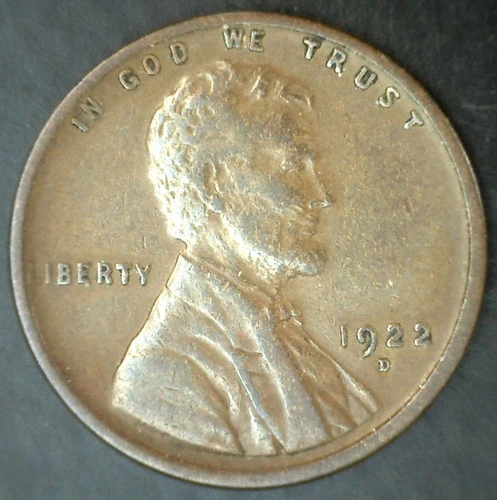 1922 D Lincoln Wheat Cent Coin VF 1c US Penny Very Fine Circulated Denver Mint