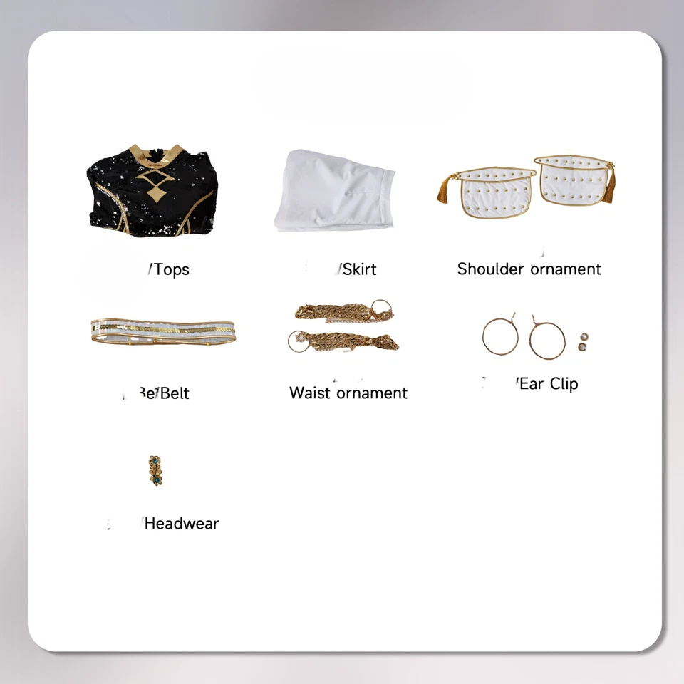 Women’s K-pop Stage Dance Costume | Sparkly Black Gold Performance Outfit Set - Image 4 of 4