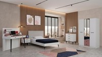 WeißEs Jugendzimmer Bett Nachttische Kleiderschrank Kommode Schreibtisch