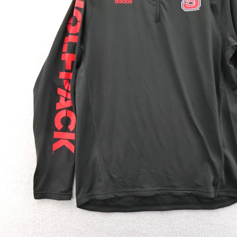 NC State Wolfpack Mens Large Black 1/4 Zip Adidas Hoodie Light Jacket Soccer New - Image 2 of 4