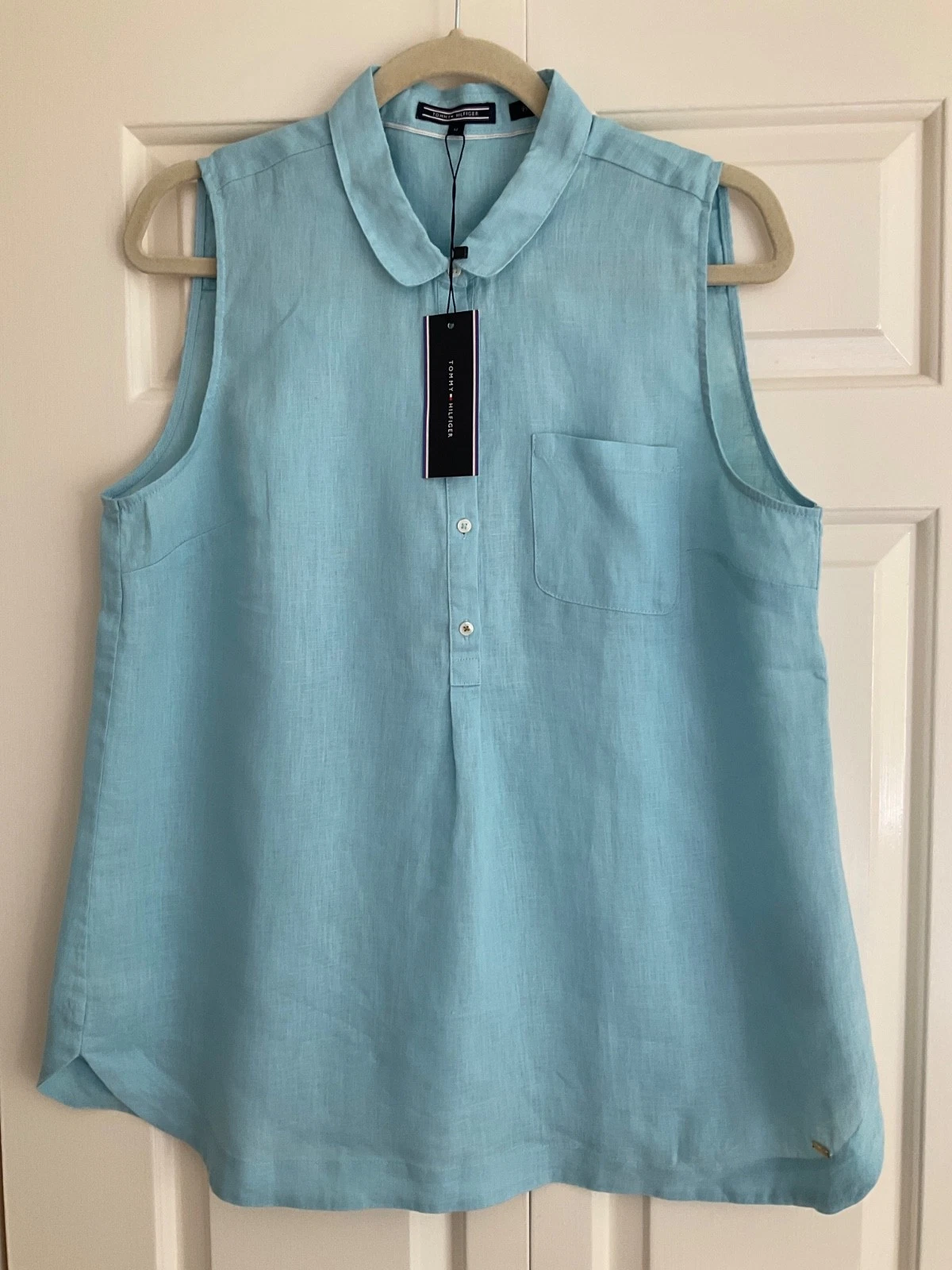 Tommy Sleeveless Linen Shirt Size 12 Blue
Opens in a new window or tab