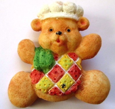 Broche Vintage Nounours En Relief - Bois Marron Clair - État Impeccable