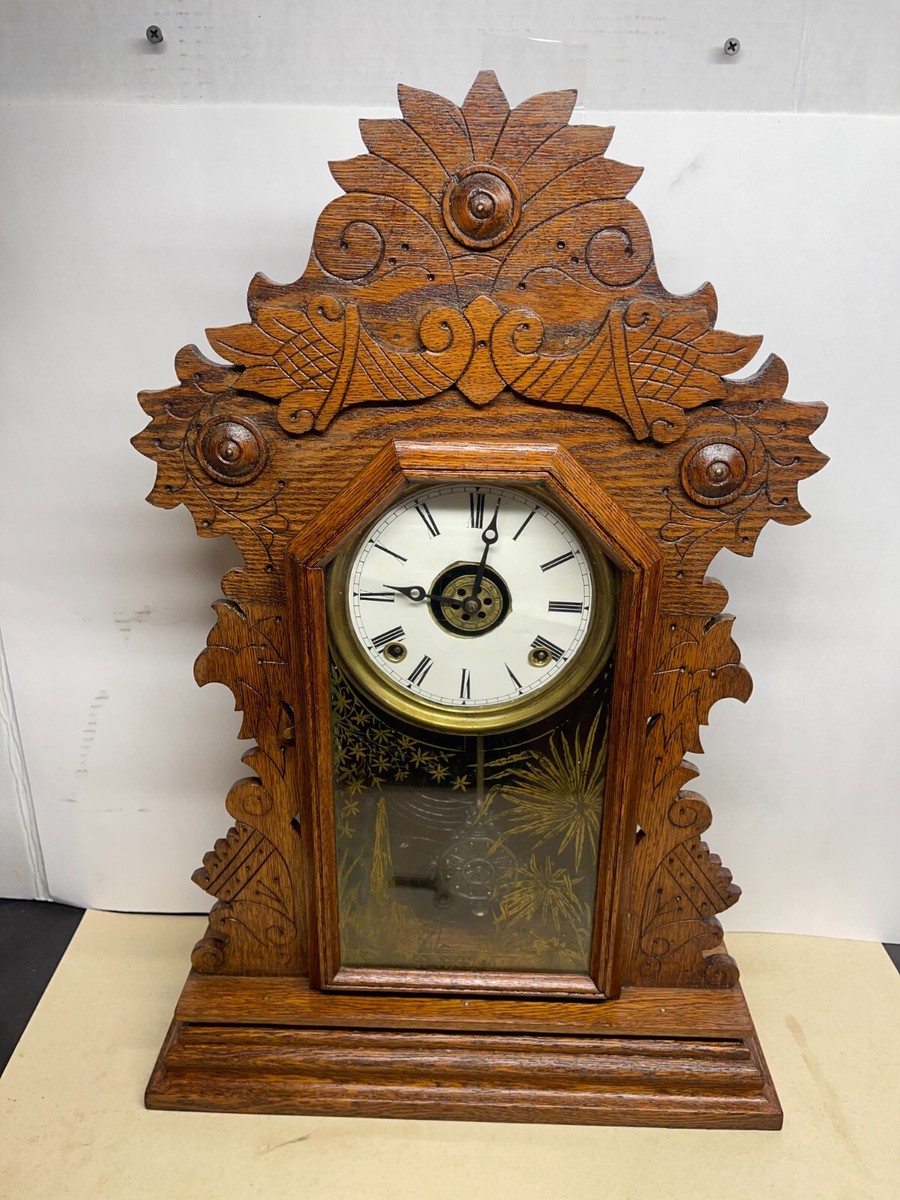 ✨【ヴィンテージスタイル】✨ Ｅ，I NGRAHAM八角柱時計（ジャンク）✨ ANTIQUE E. INGRAHAM MANTEL/SHELF CLOCK 8 DAY TIME/STRIKE | eBay