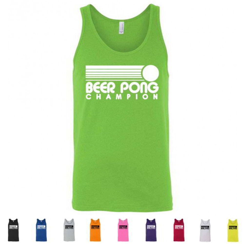 Beer Pong Champion Party Drinking Games College Frat Mens Retro Tank Tops