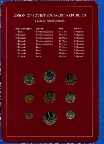 Coin Sets of All Nations USSR Russia w/card 1976-1979 10,50 Kopeck 1976 UNC - Picture 2 of 2