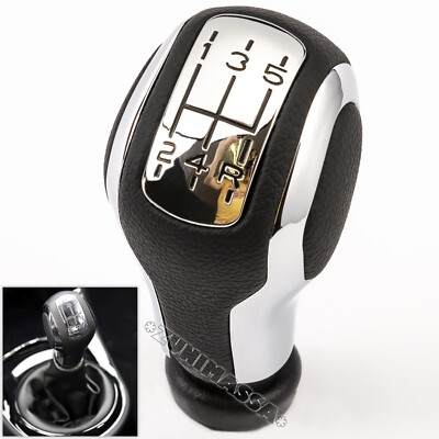 Pommeau De Vitesse Cuir 5 Vitesses Pour Citroën C5, Xsara Picasso - Chrome Et Noir