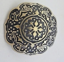 Jeremiah Watt Scarf Ring Slide White Bronze Mongol Concho 2" Wild Rag Bandana