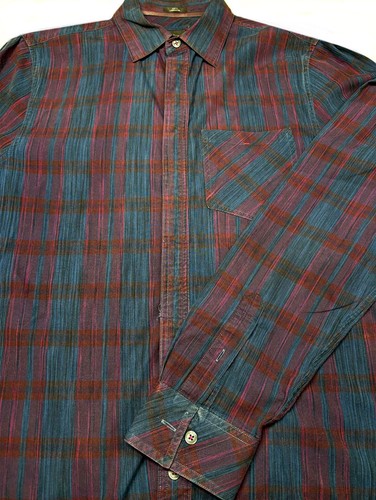Armani Exchange Mens Button Long Sleeve Cotton Multi Stripe Shirt Medium M - 第 1/4 張圖片