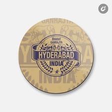 Hyderabad City India Grunge Travel | 4'' X 4'' Round Decorative Magnet