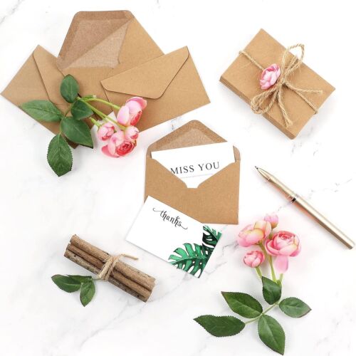 800 Mini Brown Kraft Envelopes for Gift Cards & Invitations - Self-Seal Design - Picture 4 of 8