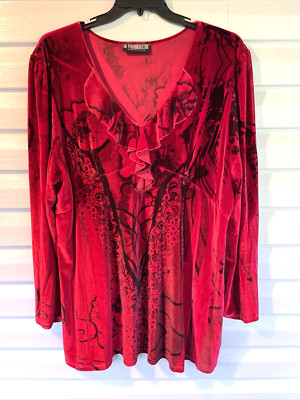 Velvet Babydoll Top or Dress V Neck Pyramid Collection Plus Size 2X 