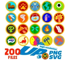 Up Russel's Badges Svg Png Bundle Up Wilderness Explorer Cartoon Sublimation Svg