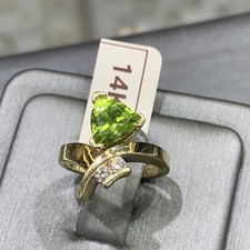 14 K Solid Yellow Gold Ring With Diamond And Period