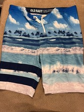 Men's Swim Board Shorts Swimsuit Trunks Blue Beaches Old Navy 38 New