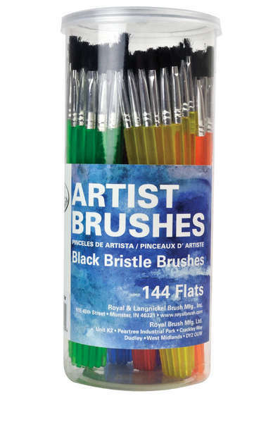 Art Brushes Classroom Canister Set 144 Flat Bristle Royal and Langnickel