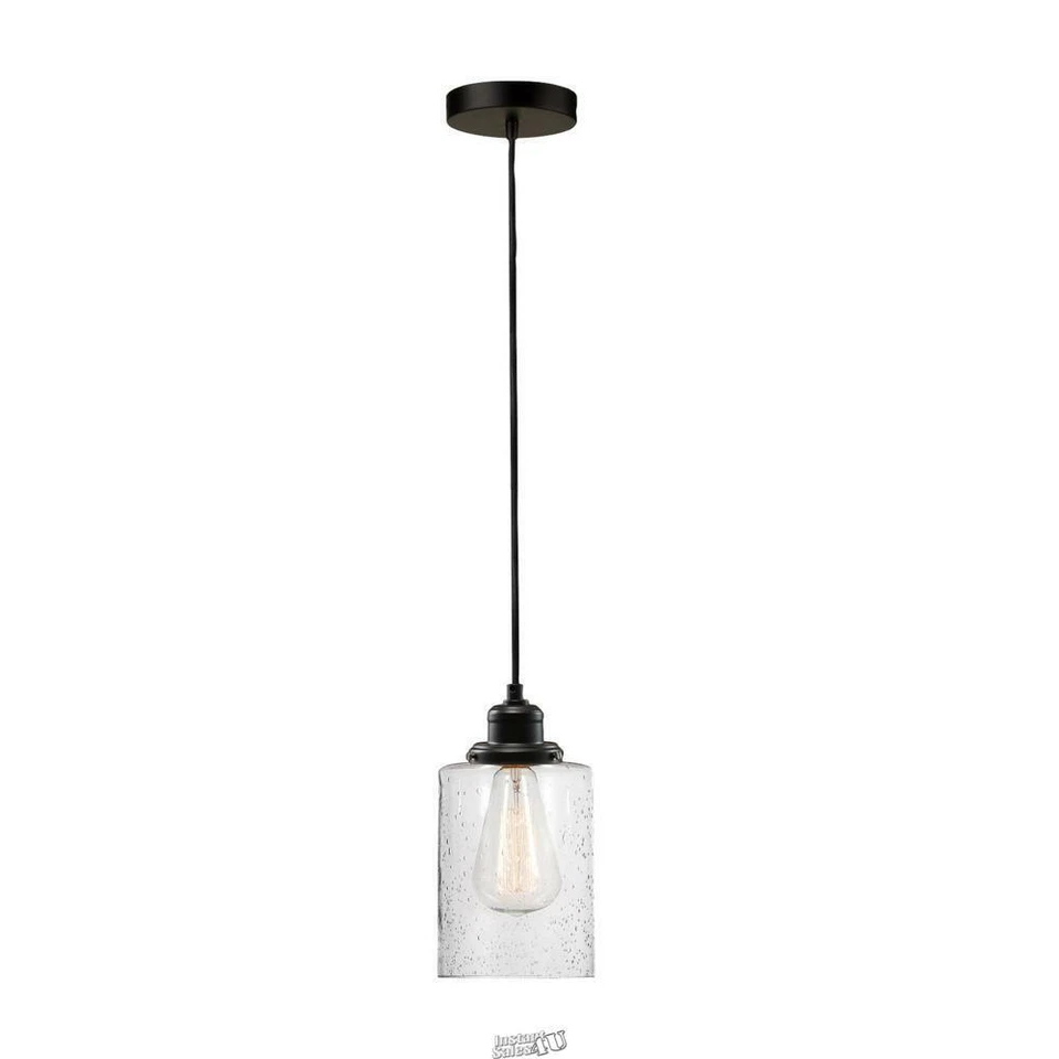 Lámpara colgante Annecy 1 luz enchufable/alambre bronce oscuro con pantalla de vidrio semillado Foto 2 de 4