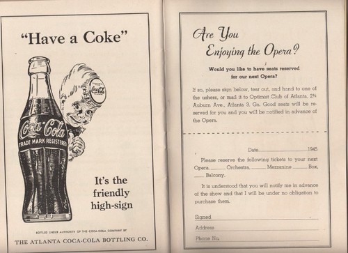 Atlanta Civic Opera Company 1945 Program "The Chocolate Soldier" Erlanger - Picture 5 of 5
