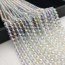 Clear Quartz AB Coat Smooth Round Beads 4mm 6mm 8mm 10mm 12mm 15.5" Strand