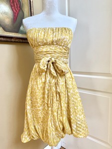 bcbg yellow ruffle dress