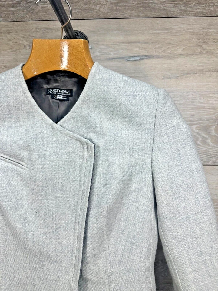 GIORGIO ARMANI Women's Asymmetric Taupe Gray Wool Coat Size 6 US 40 EU MINT!! - Image 2 of 4