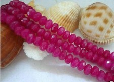 Faceted 5x8mm Natural Brazilian Rose Red Jade Gemstone Rondelle Loose Beads 15''