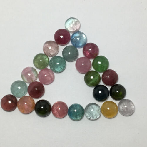 Gorgeous multi color turmaline cabochon gemstone 26 pcs round shape 44.70 carat - Picture 2 of 4