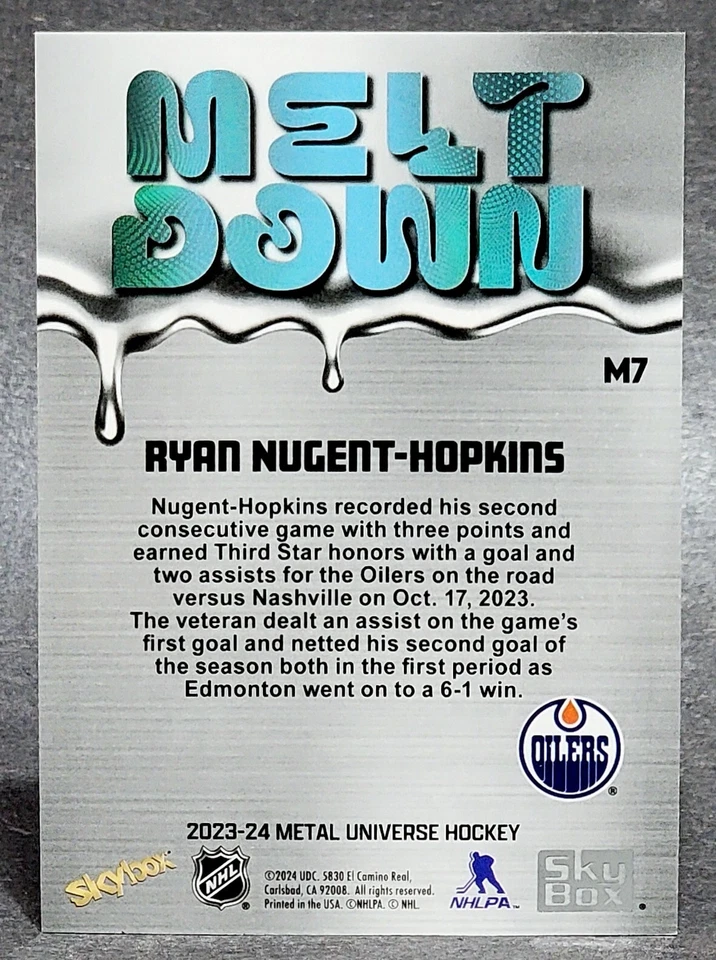 2023-24 SkyBox Metal Universe Meltdown #M7 Ryan Nugent-Hopkins - Image 2 of 2