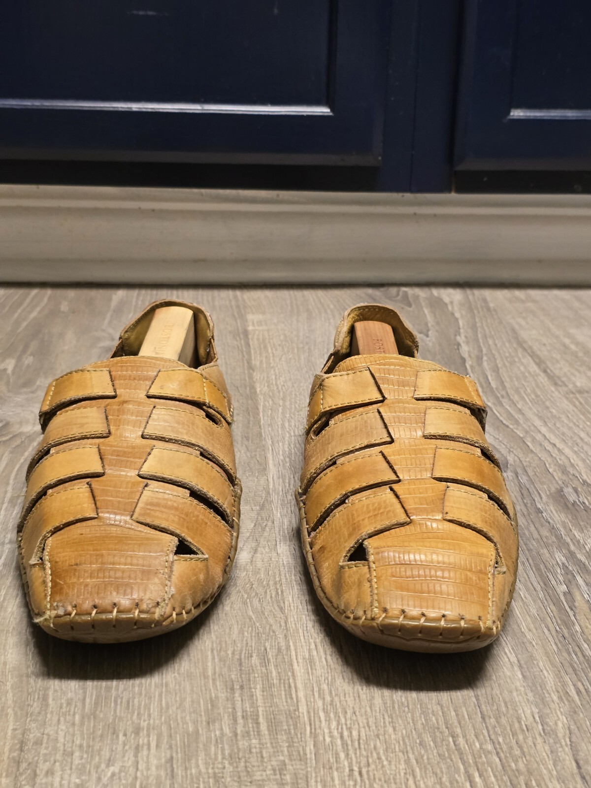 J. Fontini Mens Brown Leather Fisherman Sandals Size 9.5 Handmade Closed Toe