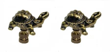 LOT OF 2...TURTLE LAMP SHADE FINIAL ANTIQUE BRASS #118