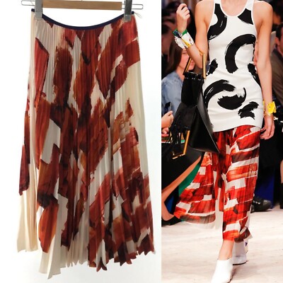 Celine Phoebe Philo 2014 Spring Runway Pleated Abstract Print Silk 