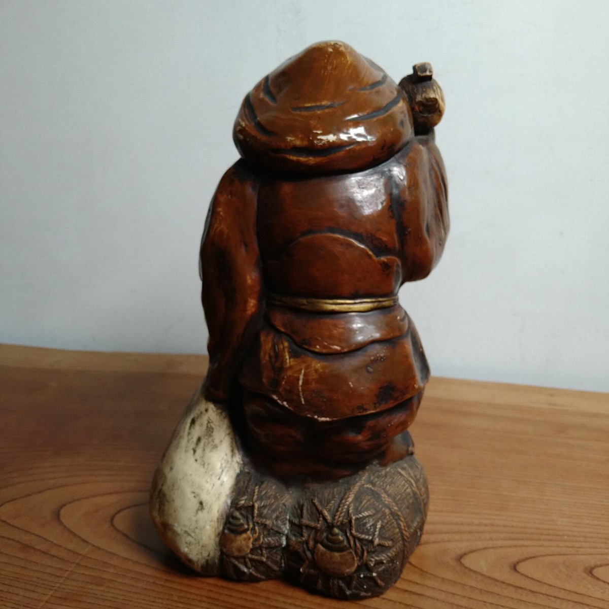 マルタ島　レッドタートル　陶器　置物 Japanese Porcelain Daikoku Statue 14.17inch Signed Fortune