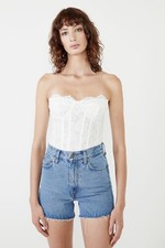 Bardot Oskar Bodysuit Orchid White Top Lace Floral Romantic US 8 NWOT 99