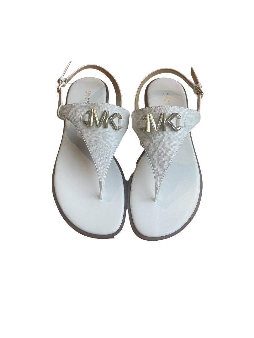 Michael Kors Reed Flat Thong Optic White Sandals Size