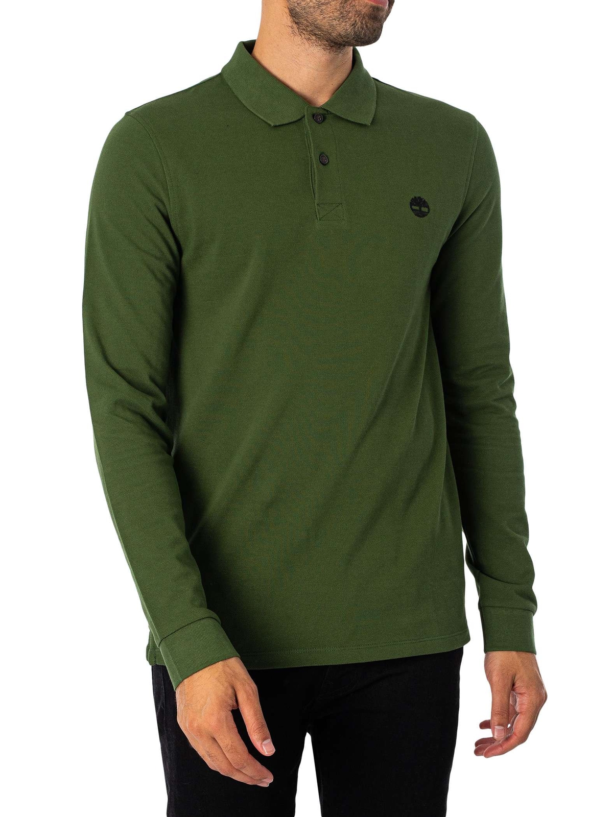 Мужская приталенная рубашка поло Millers River Pique с длинными рукавами Timberland зеленая 7090₽