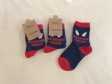 3 Pairs Bulk Pack, Spiderman Cotton Knit Baby Boy Socks 1-3 years