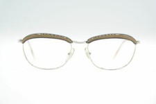 Vintage Lamy Anna Silver Black Oval Glasses Frame Eyeglasses NOS