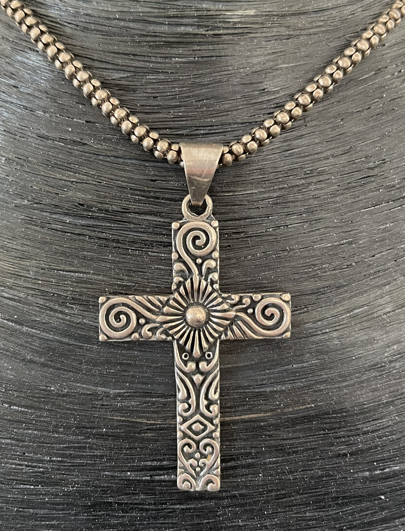 Massive Large Cross Necklace Solid Sterling Silve… - image 1