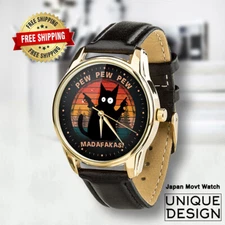 Funny Cat Watch, Pew Pew Design, Madafakas Meme, Retro Style, Unique Gift Idea
