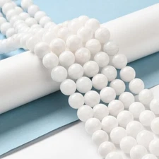 5 Strands White Jade Beads Strands Round Bead for DIY Necklaces Rosaries Making