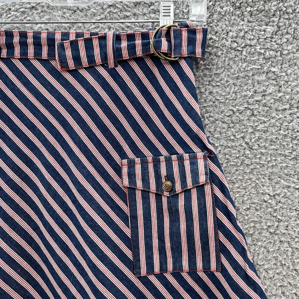 Saia Anthropologie Corey Lynn Calter Feminina 8 Azul Ferrovia Listrada Retrô Anos 70 - Imagem 2 de 4