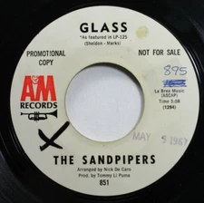 Rock Promo 45 The Sandpipers - Glass / It'S Over On A&M