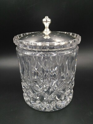  Crystal Clear Covered Jar ~ Diamond Pattern