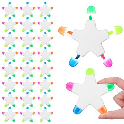 24-Pack Star Highlighter Set: Multi Highlighter in One Pen with 5 Colors