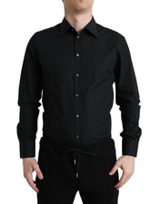 Dolce & Gabbana Black Cotton Men Formal GOLD Dress Men's Shirt