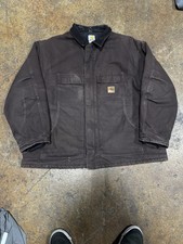 Carhartt Men s Brown Work Jacket - Insulated Canvas Coat Size 3XL C26 DKB