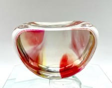 Pretty New York City Red Streaked Crystal Glass Thick Apple Shaped Paperweight