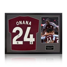 Amadou Onana Signed Framed Aston Villa Football Shirt including 1 Photo, with