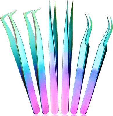 High Precision Lash Tweezers Set 6 Pack Stainless Steel Eyelash Extension Tweeze