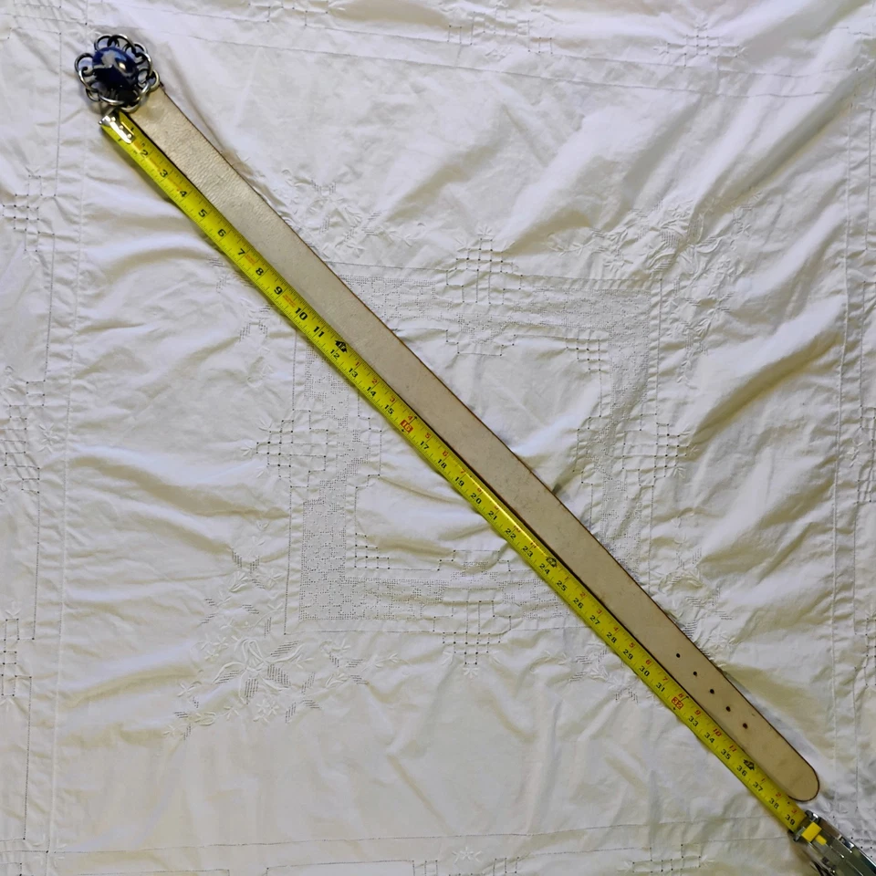 Lucky Brand Womens Belt 32 Leather Sodalite Medallion Stone Western Cowgirl BOHO - Image 4 of 4